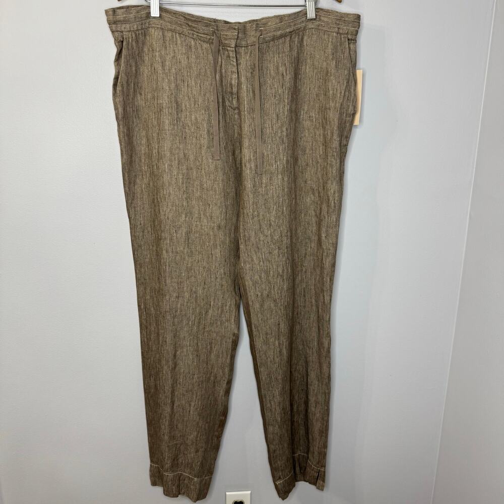 Gerard Darel Linen Drawastring Pant Lightweight Relax Beige Women's 46 US 14